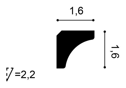 Extra Small, Plain Coving, Lightweight Coving C250, 16mm ceiling height, 16mm wall drop, 22mm diagonal.