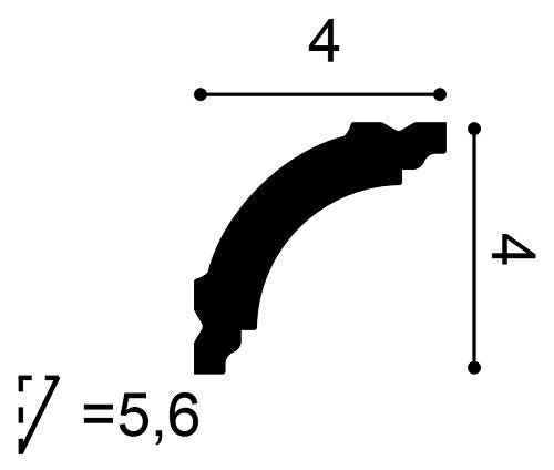 Small, Plain Coving, Oxford Lightweight Coving CB510, 40mm ceiling height, 40mm wall drop, 56mm diagonal.