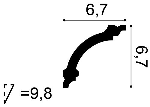 Small, Plain Coving, Luton Lightweight Coving CB511, 67mm ceiling height, 67mm wall drop, 98mm diagonal.