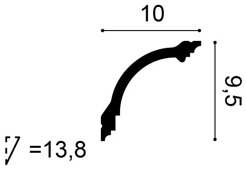 Medium, Plain Coving, Cambridge Lightweight Coving CB512, 100mm ceiling height, 95mm wall drop, 138mm diagonal.