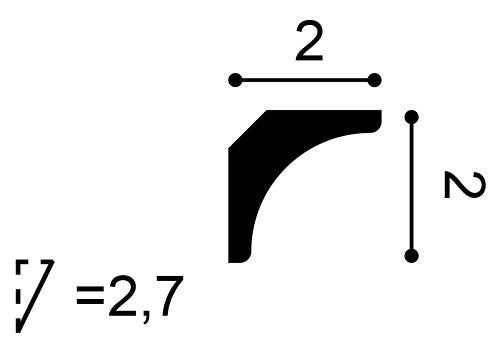 Extra Small, Plain Coving, Nottingham Lightweight Coving CX133, 20mm ceiling height, 20mm wall drop, 27mm diagonal.