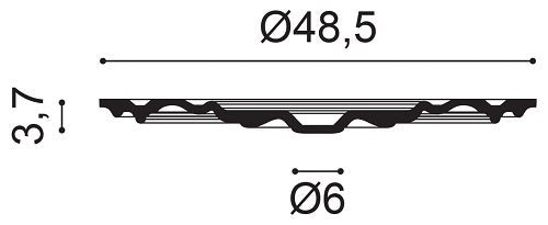 Medium, Plain, Lightweight Ceiling Rose R09, with a 485mm diameter, 60mm central diameter, with a 37mm width.