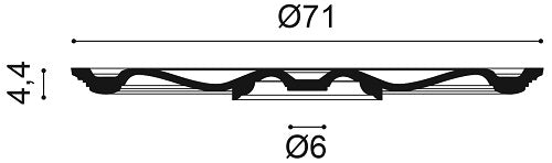 Medium-sized, Decorative, Lightweight Ceiling Rose R23, with a 710mm diameter, 60mm diameter centre and a 44mm width.
