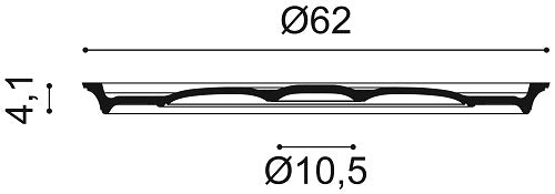 Medium-sized, Plain Lightweight Ceiling Rose R76. A 620mm diameter, with 105mm diameter in the centre, and a 41mm width.