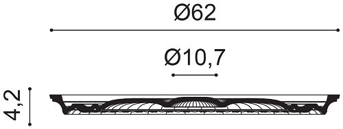 Egg & Dart Ceiling Rose R77 with a 620mm diameter and the 107mm diameter of the centre, and 42mm width.