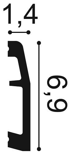 Small, Plain, Contemporary, Lightweight Skirting Board SX125, 14mm wide, 69mm tall.