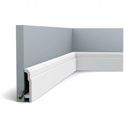 Medium-sized, Stepped, Plain, Lightweight Skirting Board SX155.