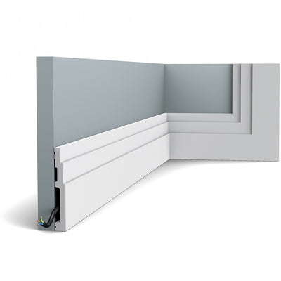 Medium, Art Deco, Contemporary, Stepped, Lightweight Skirting Board SX180.