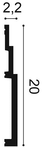 Tall, Art Deco, Contemporary, Stepped, Lightweight Skirting Board SX181, 22mm wide, 200mm tall.