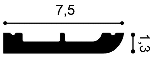Modern, Flat Lightweight Coving SX183, 75mm ceiling height, 13mm wall drop.