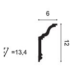 Medium-sized, Plain Coving, Modern, Lightweight Coving CX192, 60mm ceiling height, 120mm wall drop, 134mm diagonal.