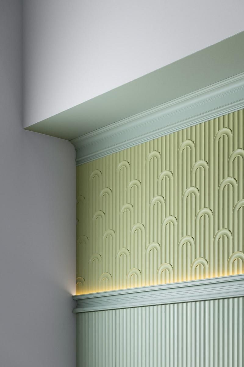 Valley Loop, Lightweight 3D Wall Panel W212 with the Curved Lightweight Coving and sub-lighting.