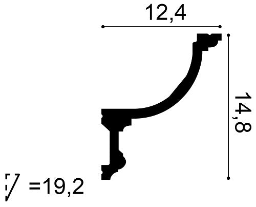 Medium, Plain Coving, LED Lighting, Lightweight Coving C901, 124mm ceiling height, 148mm wall drop, 192mm profile.