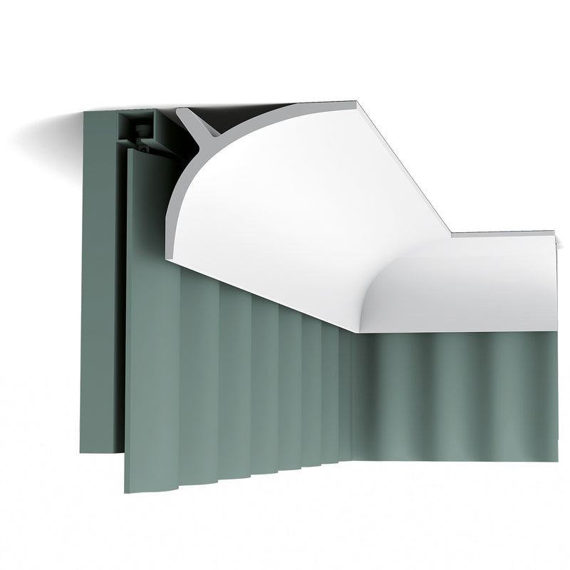 Large, Plain Coving, Cavetto Curtain Lightweight Coving C991 as a curtain rail mask. 