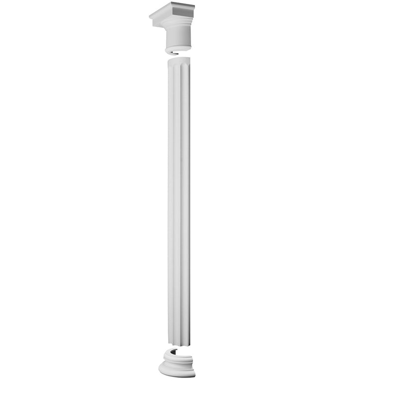 Doric, Fluted Column, Half Column with Top, Shaft, and Base KD5H., with K1151, K1001, and K1111.