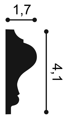 Plain, Dado Rail, Flexible Lightweight Panel Moulding P8030F, 17mm wide, 41mm long.