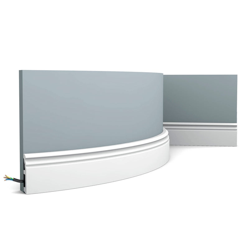 Contemporary, Stepped, Lightweight Flexible Skirting Board SX195F. 